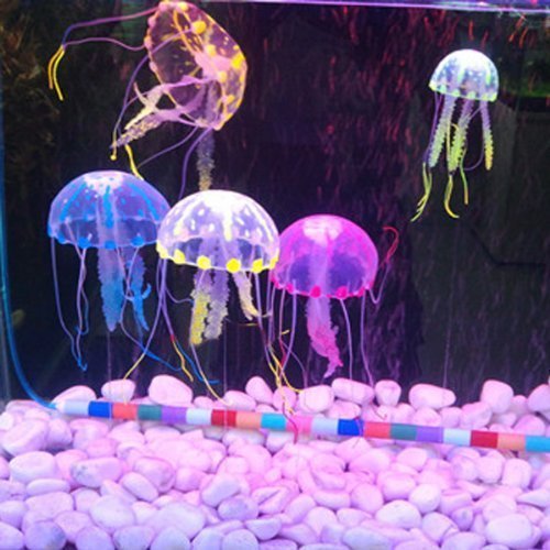 CNZ Glowing Effect Artificial Jellyfish for Aquarium Fish Tank, 5-Piece - view 2