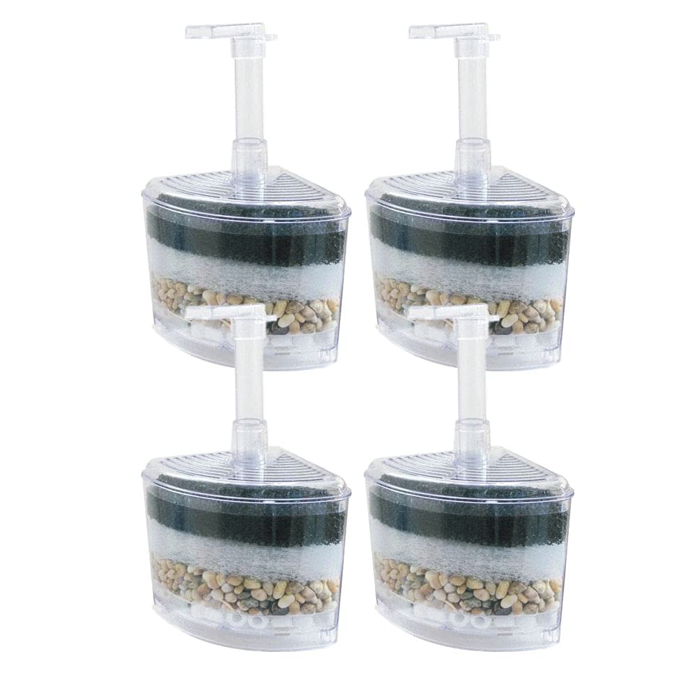 CNZ XY-2008 Corner Filter Air Driven Bio Sponge Up to 15 gallons, 4-pack