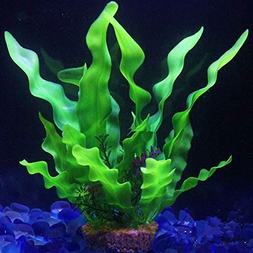 CNZ 9-Inch Artificial Java Fern Aquarium Plant, Green