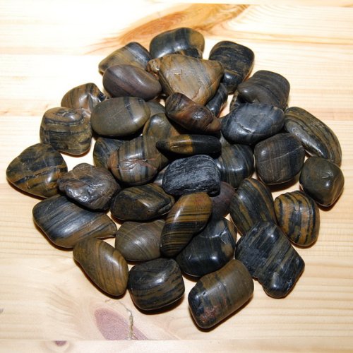 Striped Polished Natural River Pebble Stone, 10 Pounds, 1.0-1.5 inch, Grade A
