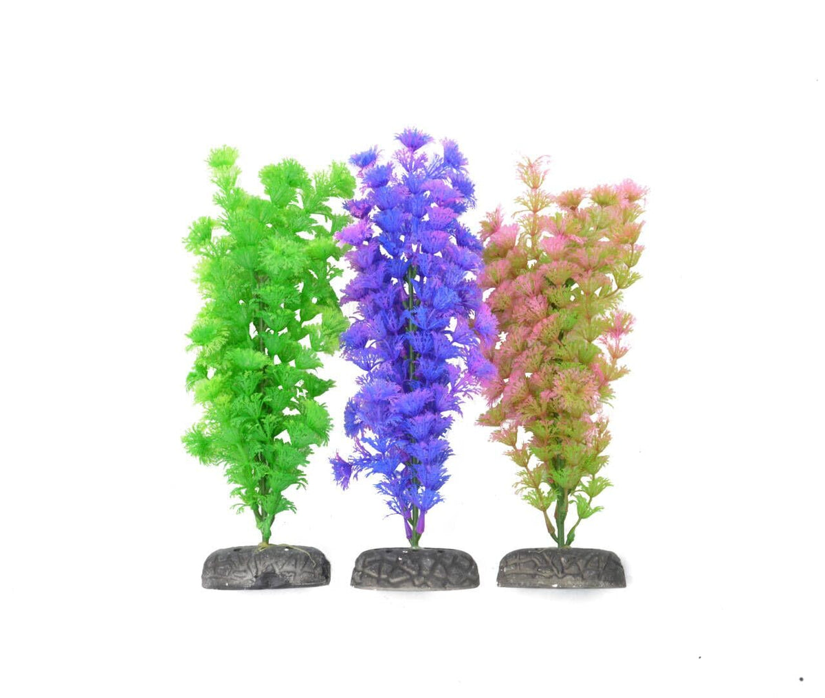 CNZ Aquarium Plastic Plant Decoration w Ceramic Base Medium 11-inch, 3-pack
