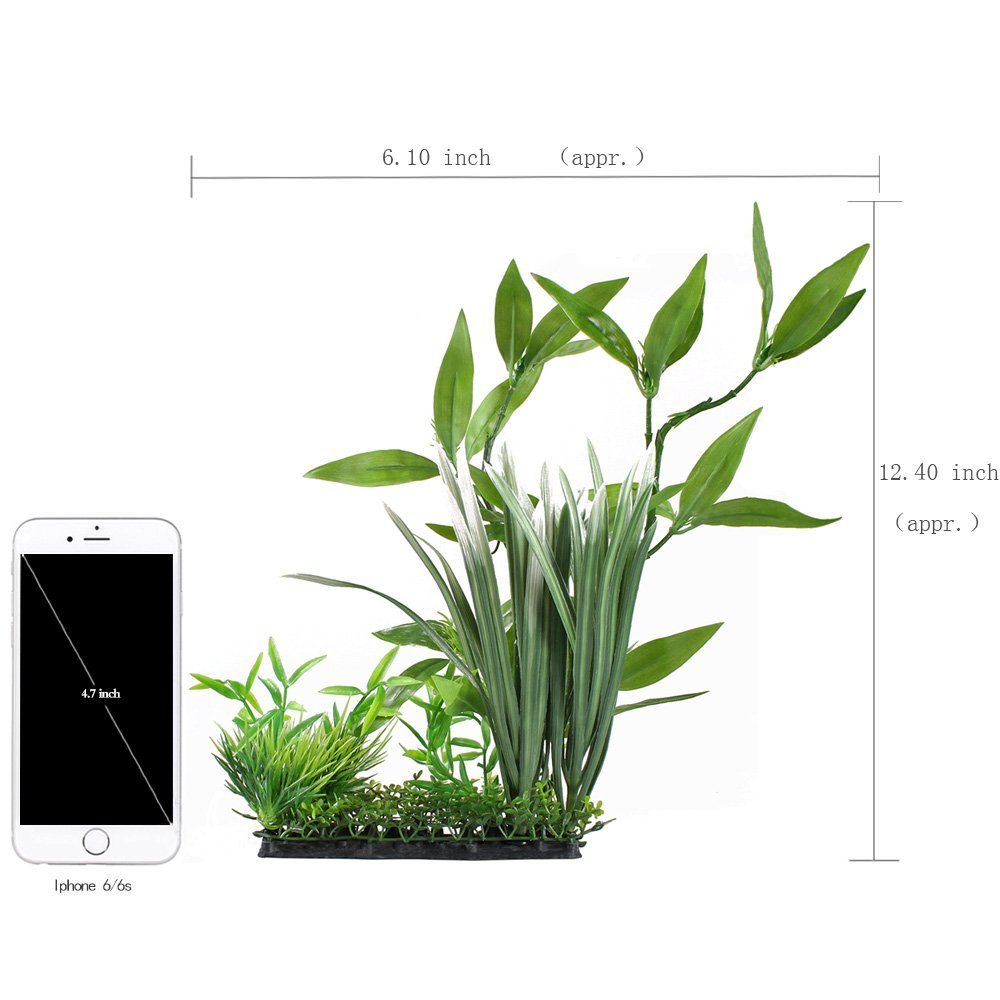 CNZ Aquarium Decor Artificial Plastic Plant Green 13" Tall - view 3