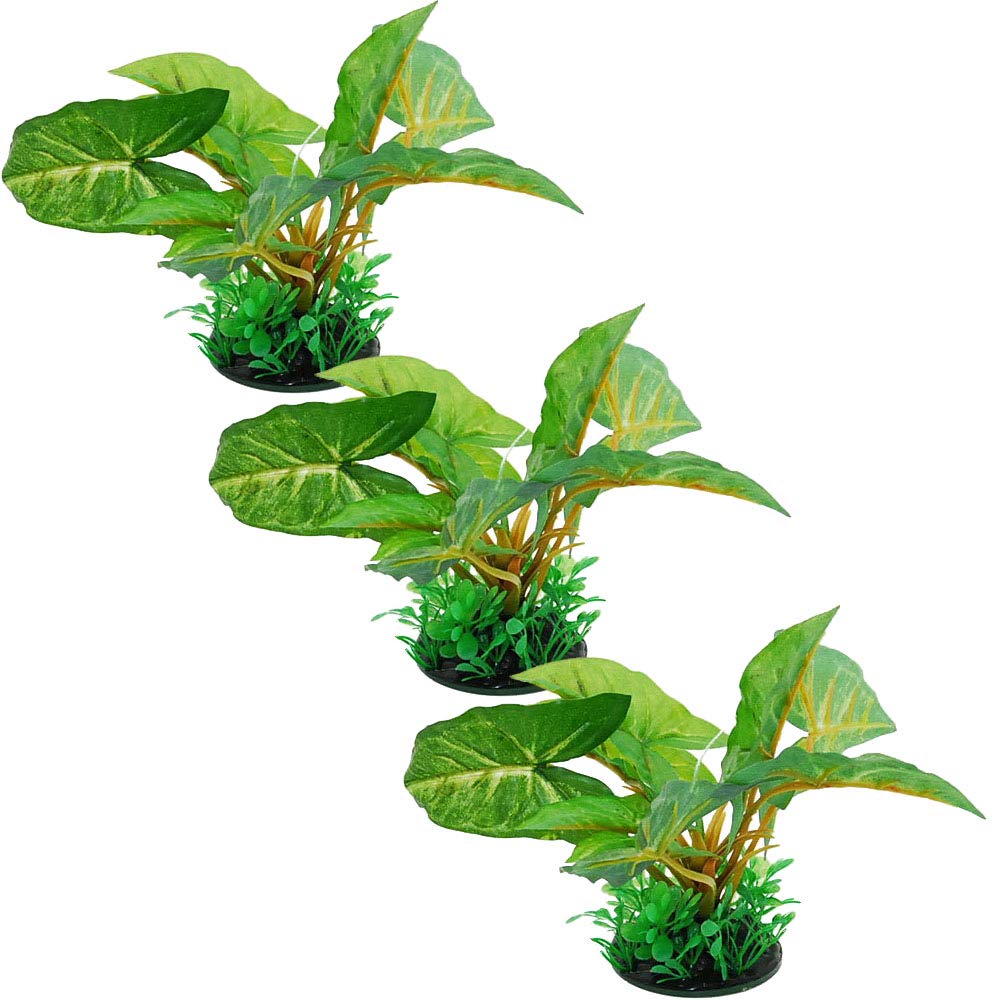 CNZ Aquarium Decor Artificial Plastic Plant Green 6" Tall, 3-Pack