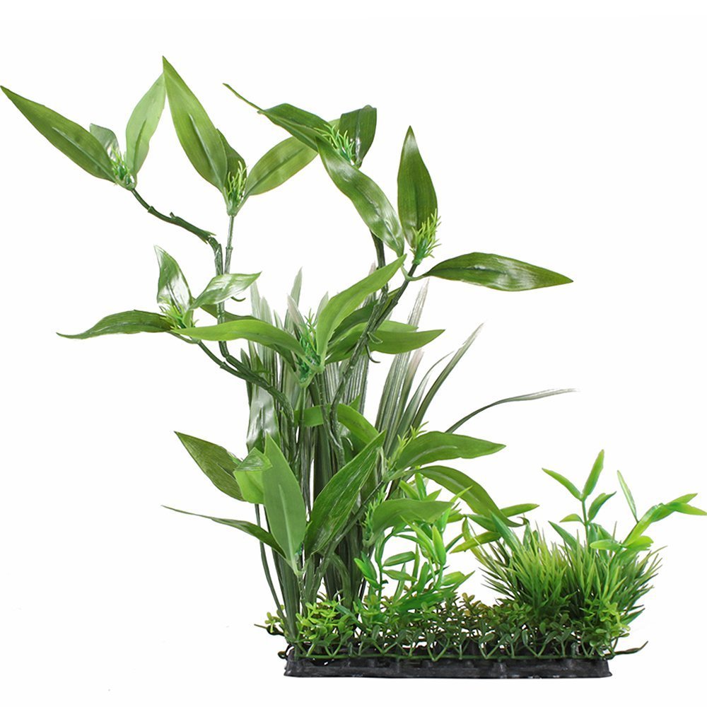 CNZ Aquarium Decor Artificial Plastic Plant Green 13" Tall