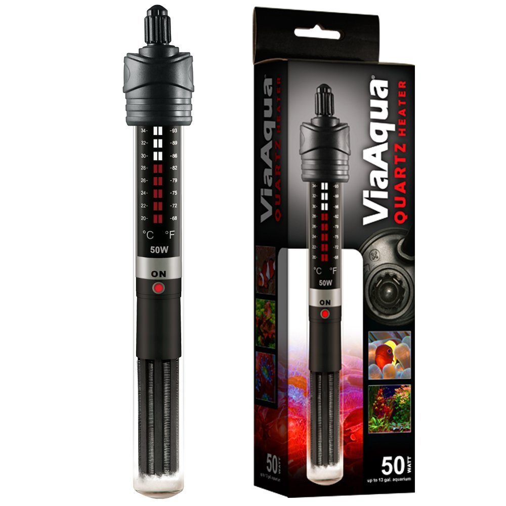 ViaAqua 50-Watt Quartz Glass Submersible Heater with Built-In Thermostat