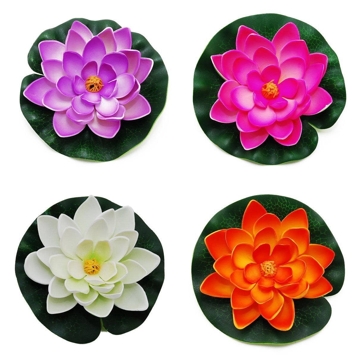 Floating Pond Decor Water Lily / Lotus Foam Flower, Small, Set of 4