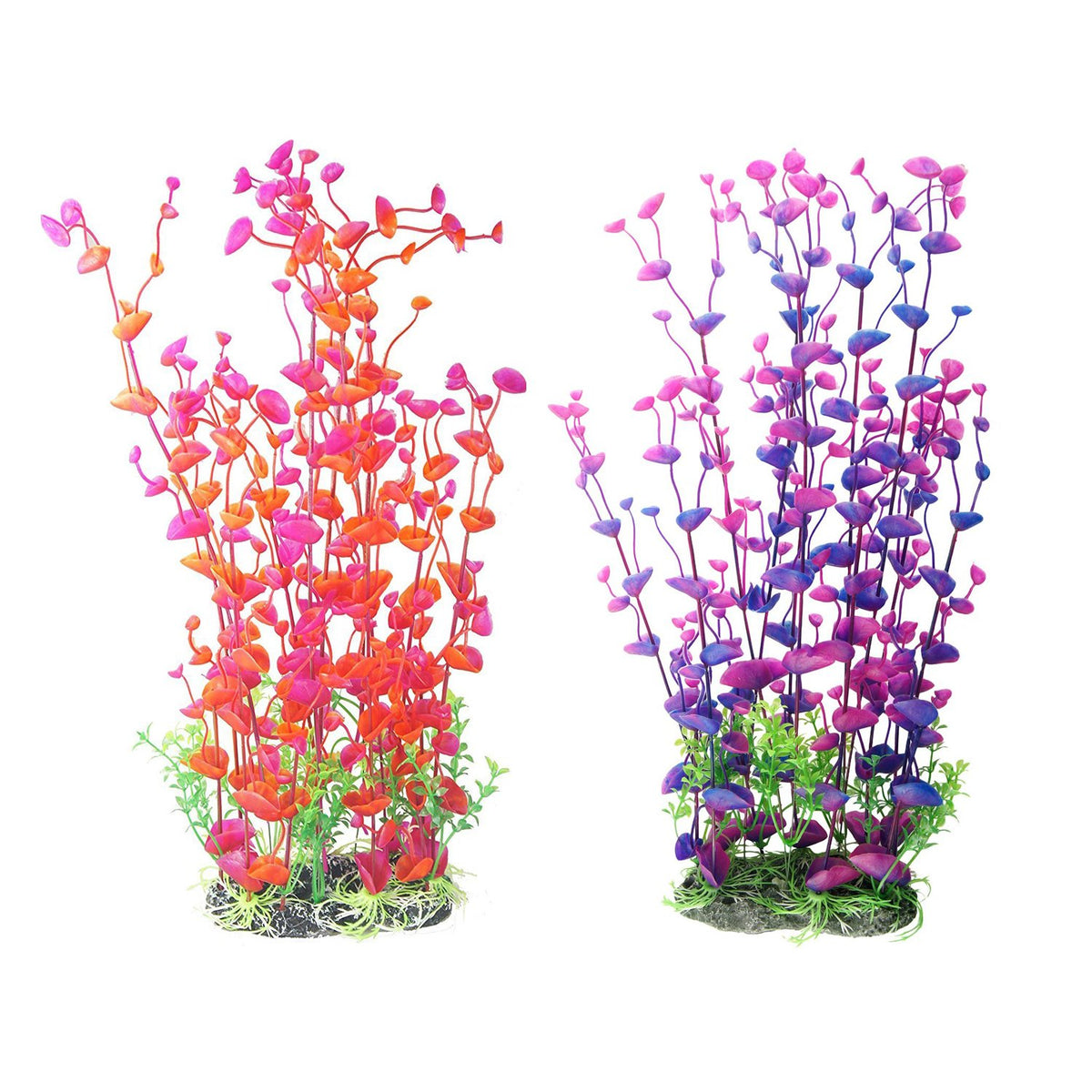 2-Pack Aquarium Decor Fish Tank Decoration Ornament Artificial Plastic Red/Purple 16-inch Tall