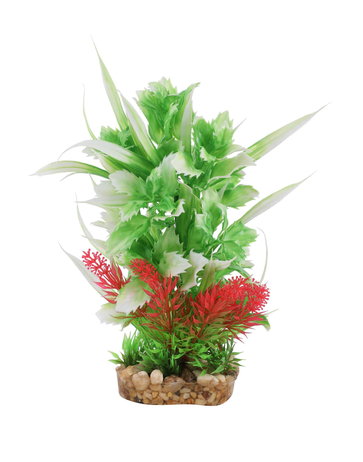 CNZ 3 Pcs Assorted Lifelike Aquarium Plastic Plant Decoration with Gravel Base, 8-inch, Orange, Green, Purple (3pcs8inchGB...