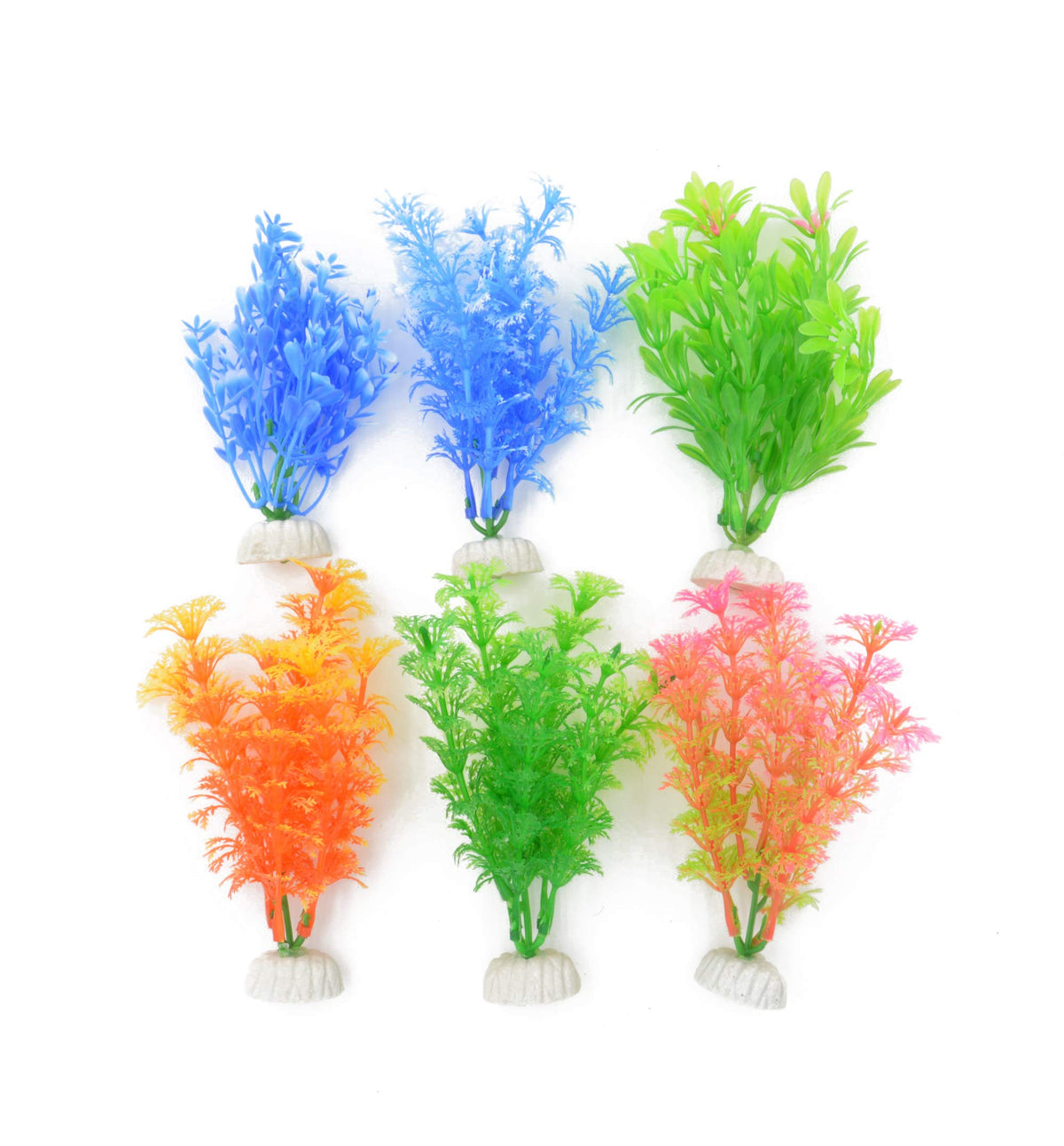 CNZ Assorted Color Aquarium Plastic Plant Decoration w Ceramic Base, 16-piece Assorted - view 2
