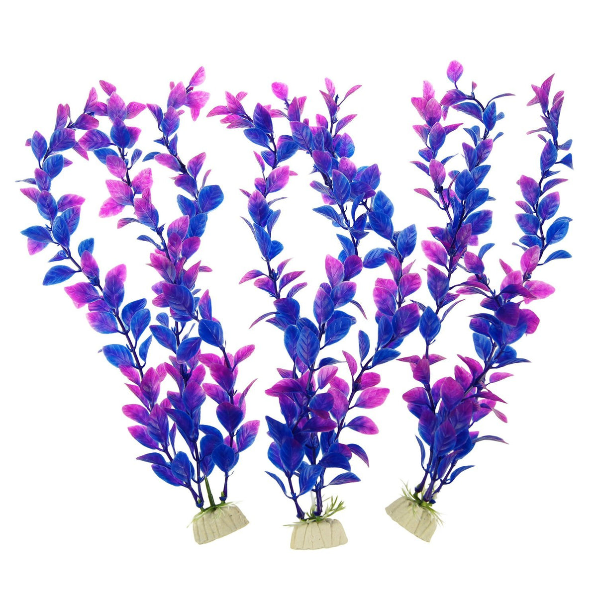 CNZ Aquarium Decor Artificial Plastic Purple Plant 12-inch, 3pcs