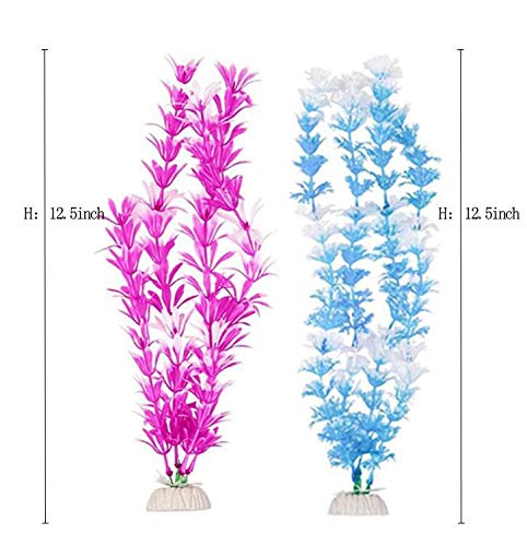 CNZ Assorted Color Aquarium Plastic Plant Decoration w Ceramic Base (9-piece Assorted) - view 2