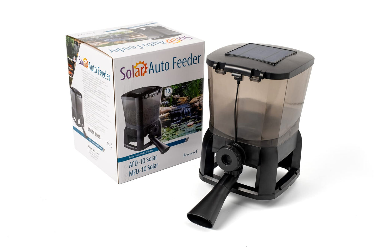 Jebao AFD-10 Solar Automatic Pond Fish Feeder Pellet Dispenser, 10-liter
