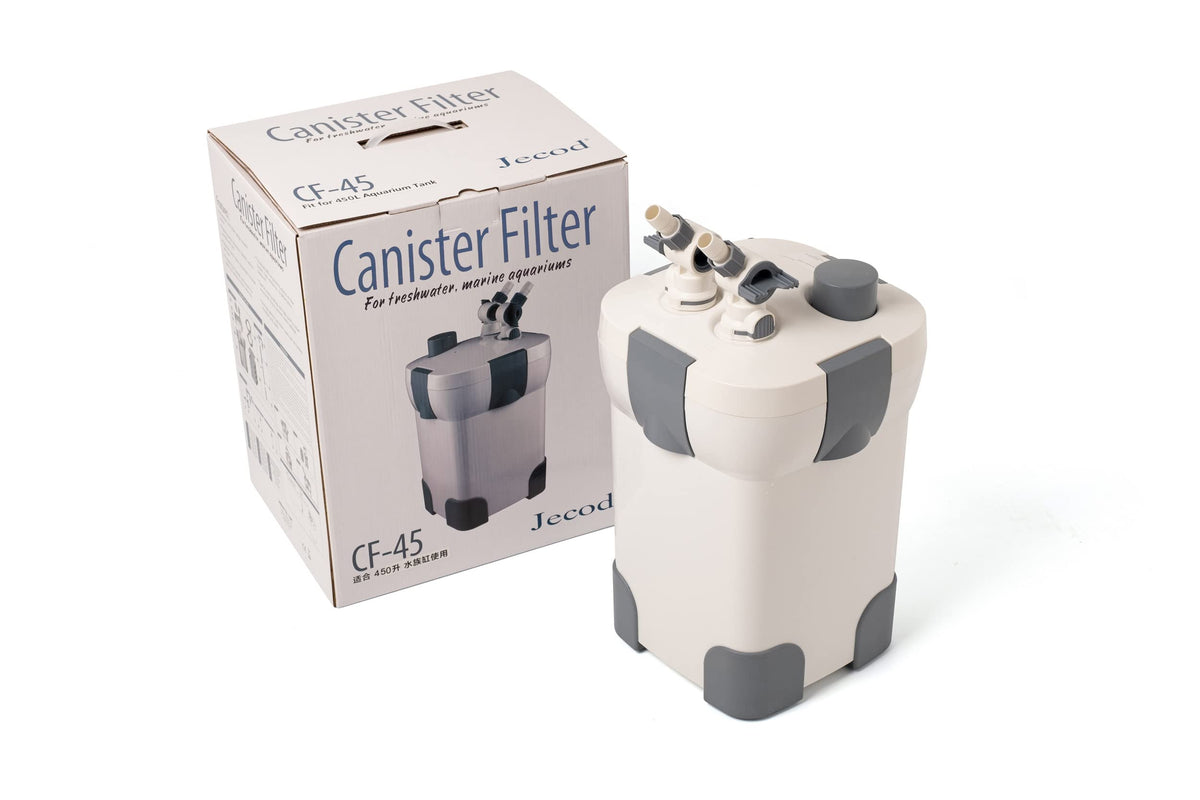 Jebao Canister External Aquarium Filter with Filtration Media (CF-45, 396GPH)