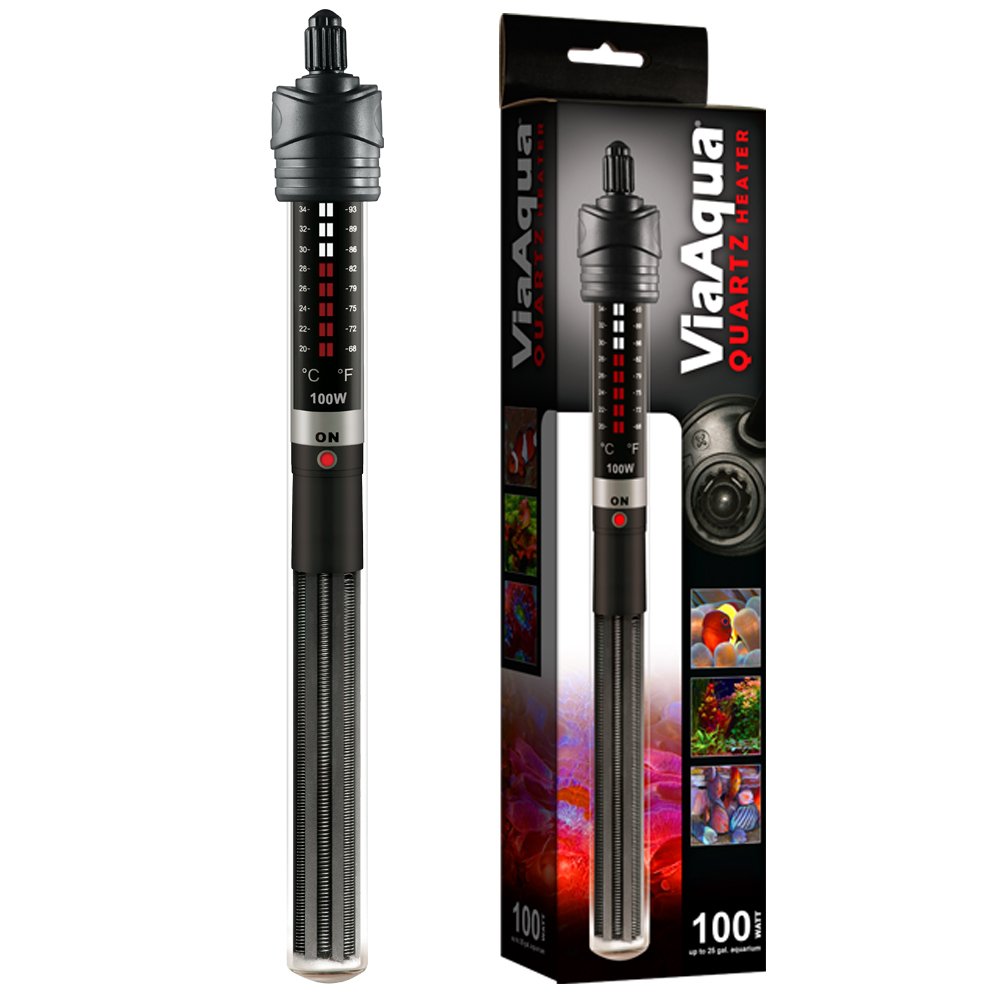 ViaAqua 100-Watt Quartz Glass Submersible Heater with Built-In Thermostat