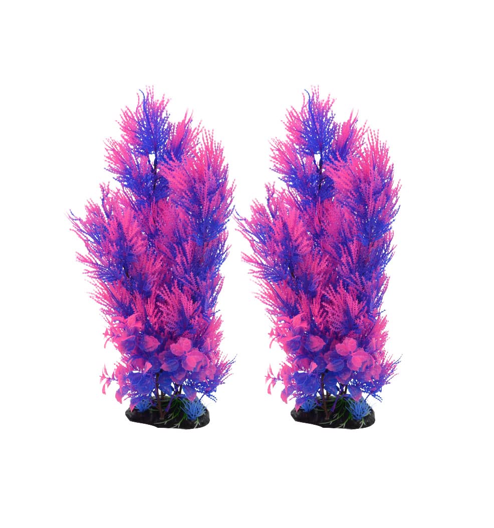 CNZ 15.5-Inch Artificial Aquarium Plants Pink & Purple, 2-Pack
