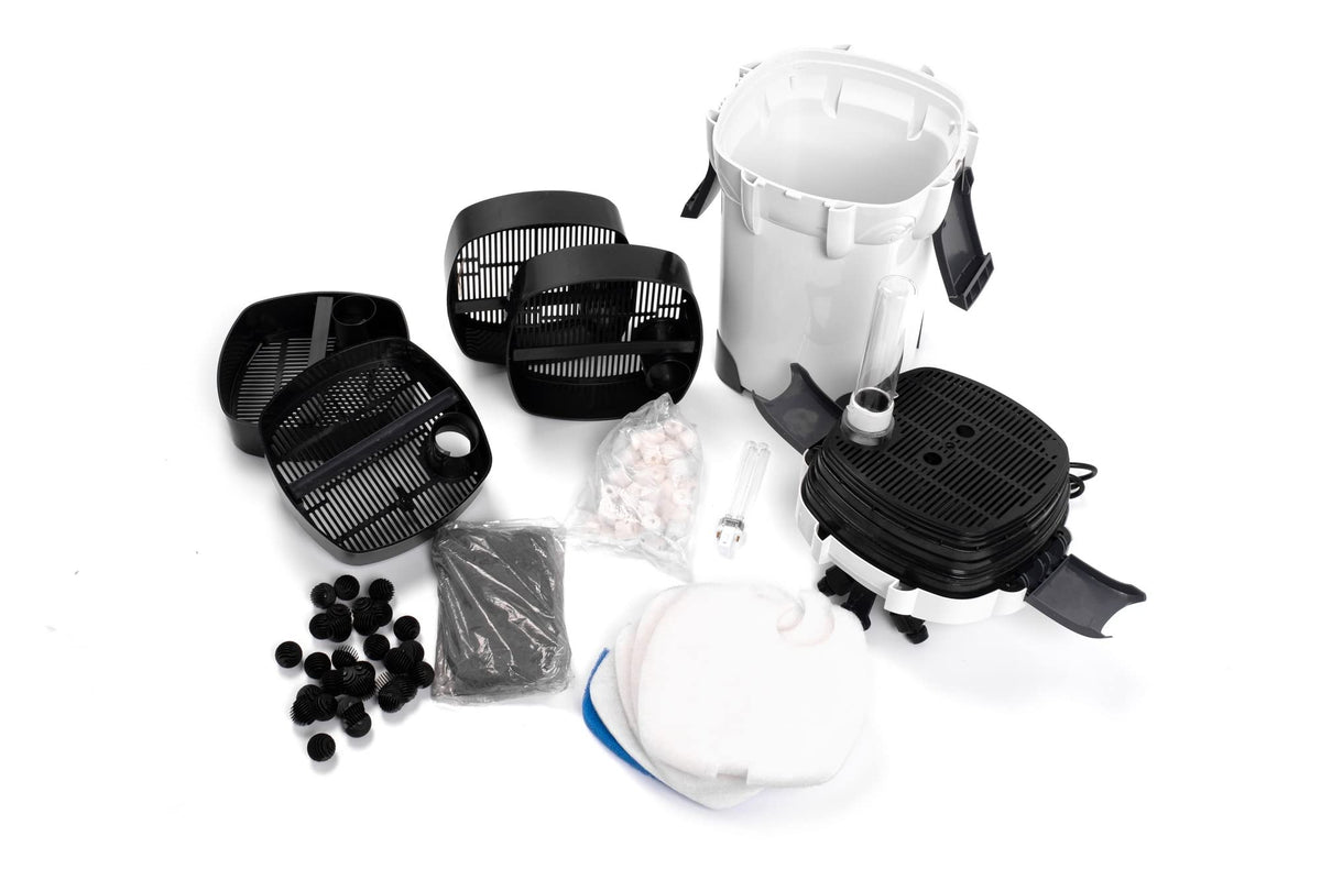 CNZ HW-304B 525GPH Canister Aquarium Filter with Meida Kits,White - view 3