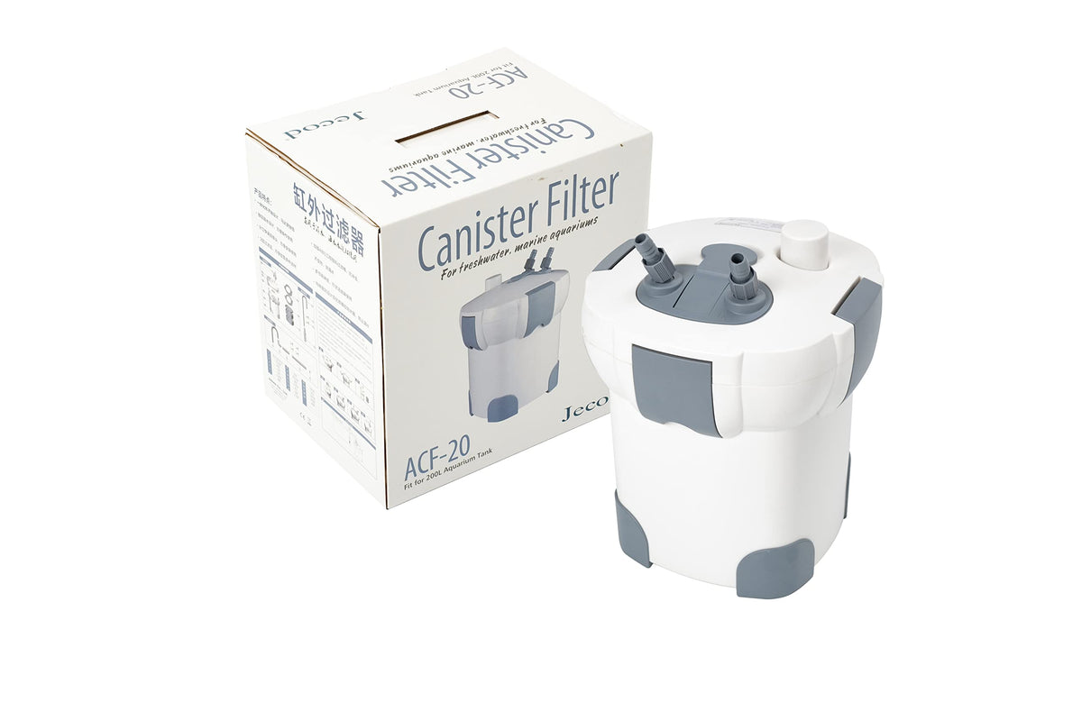 Jebao Canister External Aquarium Filter with Filtration Media (ACF-20, 198GPH)