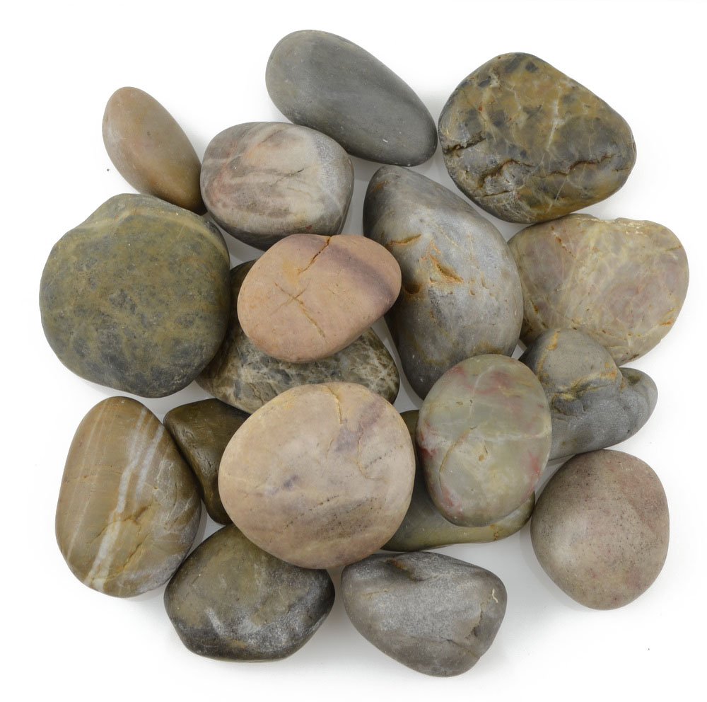 CNZ Decorative Ornamental River Pebbles Rocks Mixed Color, 5lbs, 2.0"-3.0"