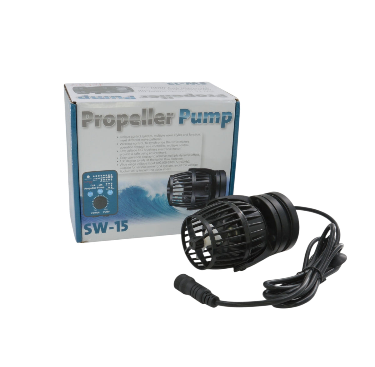 Jebao SW-15 Wave Maker Flow Pump with Controller for Marine Reef Aquarium, 317GPH to 3434GPH