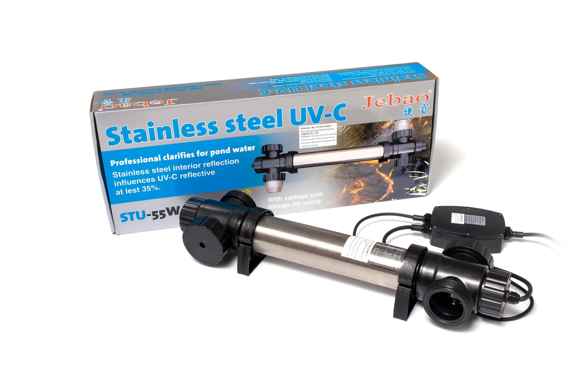 Jebao STU-55 55W Stainless Steel UV-C Pond Clarifier, Up to 8,000 Gallons