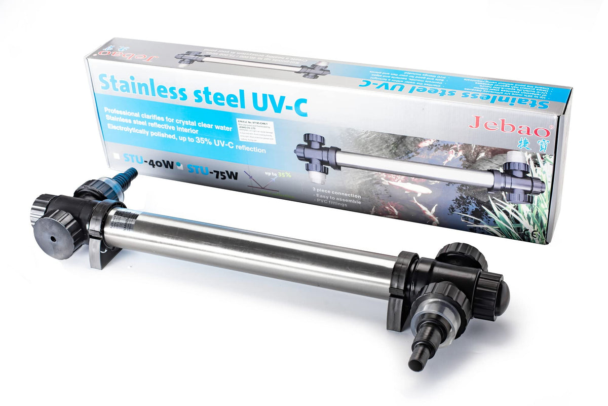Jebao STU-75 Stainless Steel Pond and Aquarium Clarifier, 75-watt