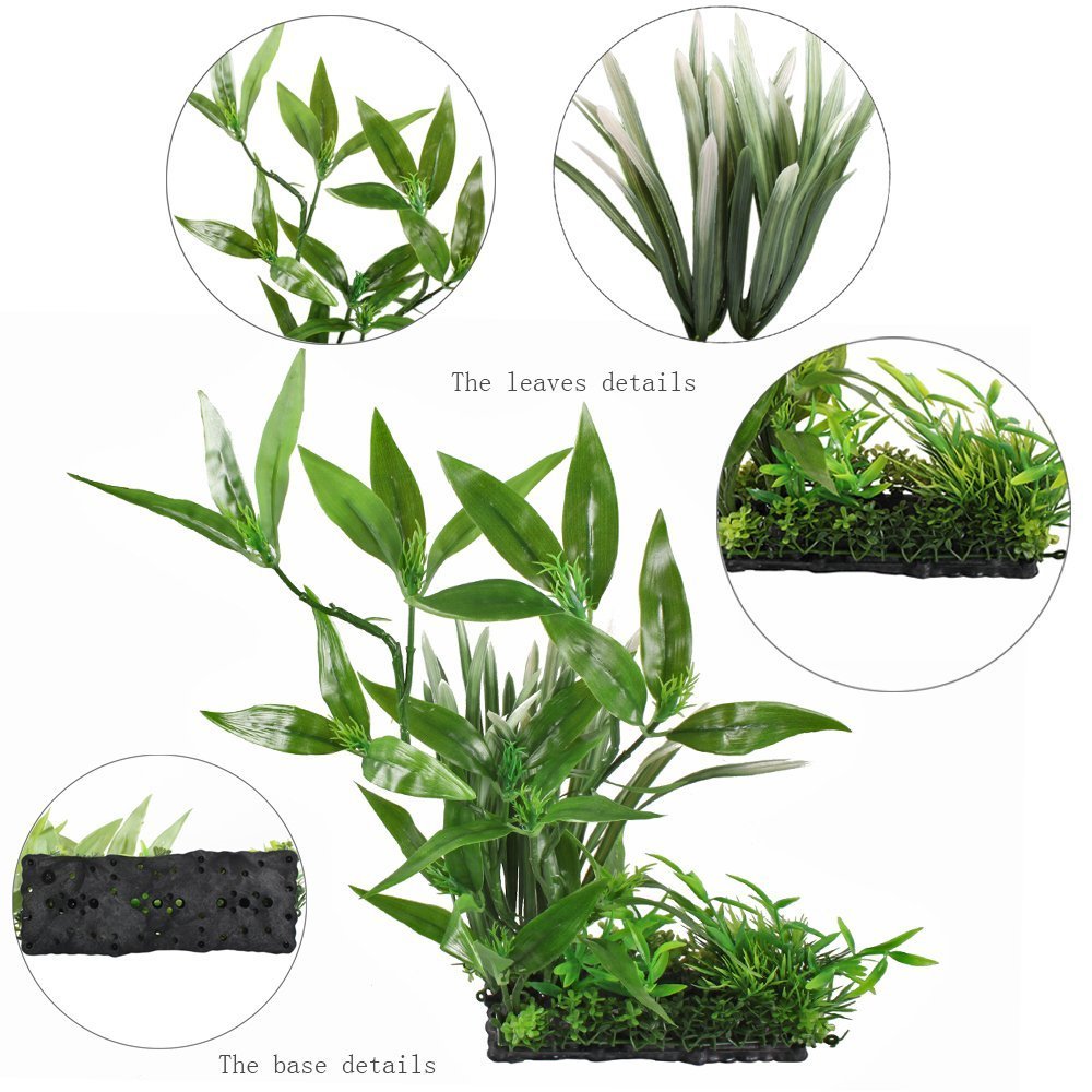 CNZ Aquarium Decor Artificial Plastic Plant Green 13" Tall - view 2