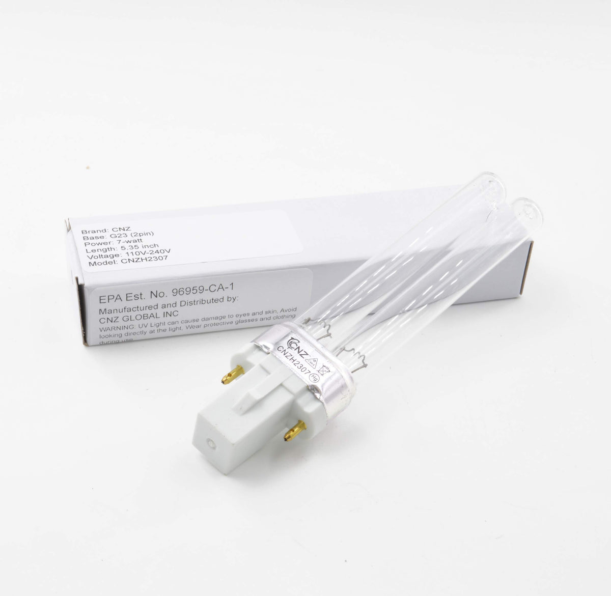 CNZ 7 Watts G23 Base UV-C Germicidal Ultraviolet Light Bulb QTY 2 - view 2