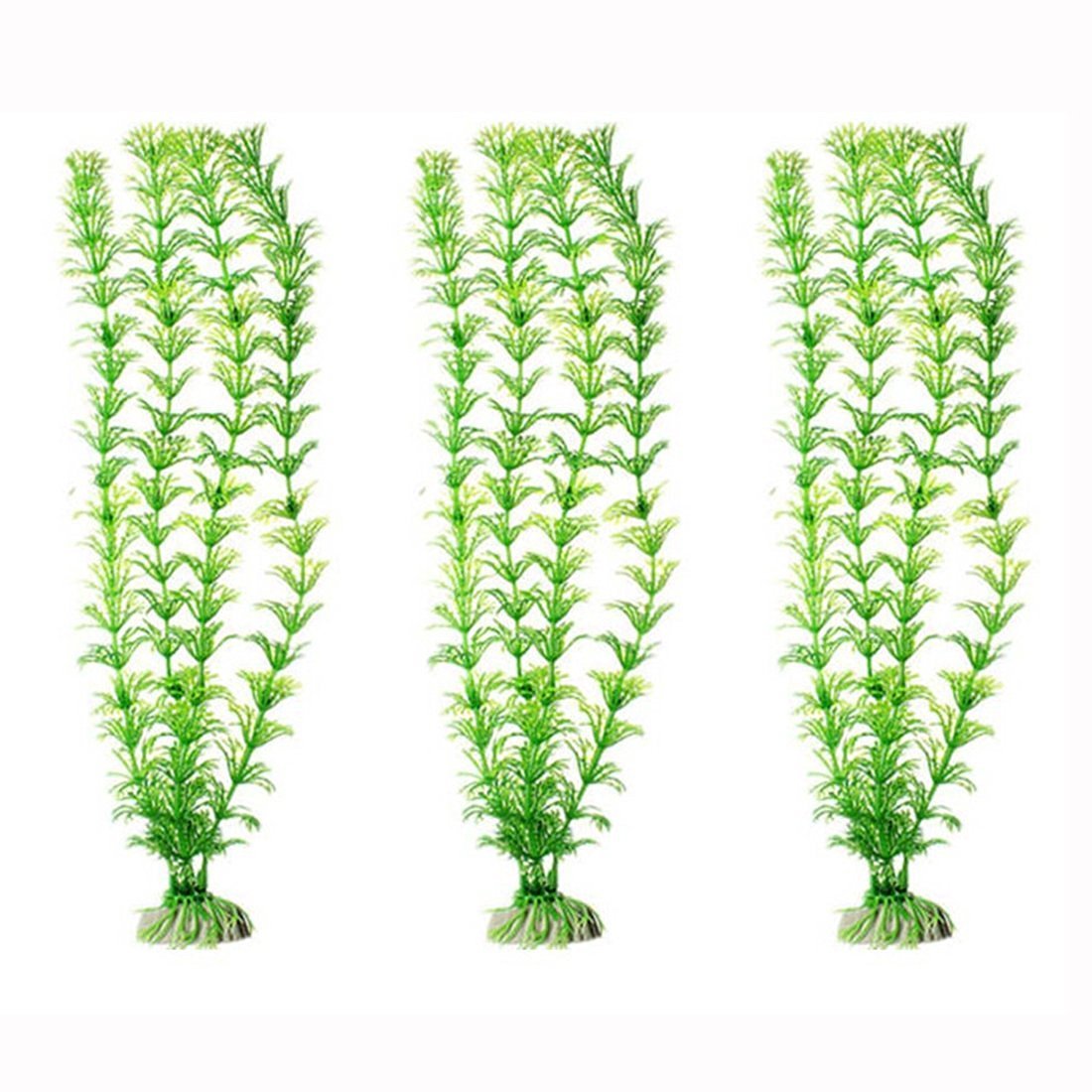 CNZ Aquarium Decor Artificial Plastic Plant, Green, 12-inch, 3pcs