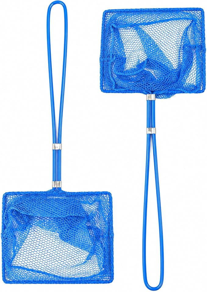 CNZ 6-inch blue mesh aquarium fish nets, 2-pack